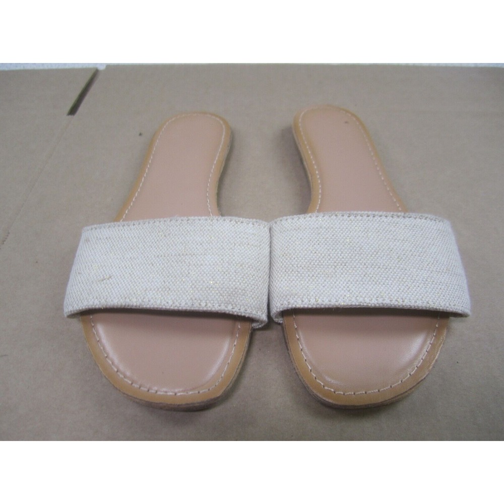 Old Navy Sandals Womens 6 Beige Brown Slip On Slides Fabric Upper Casual - Picture 1 of 9